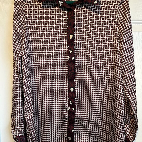 Elegant Patterned Classic Button Down Blouse Collar Shirt - Picture 2 of 7